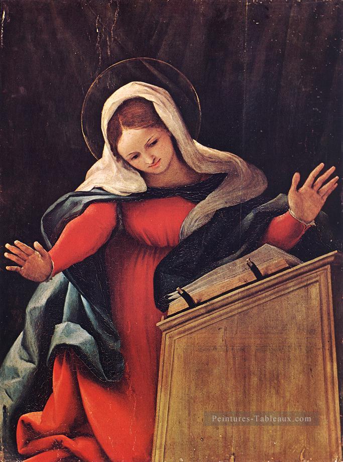 Virgin Annoncé 1527 Renaissance Lorenzo Lotto Peintures à l'huile